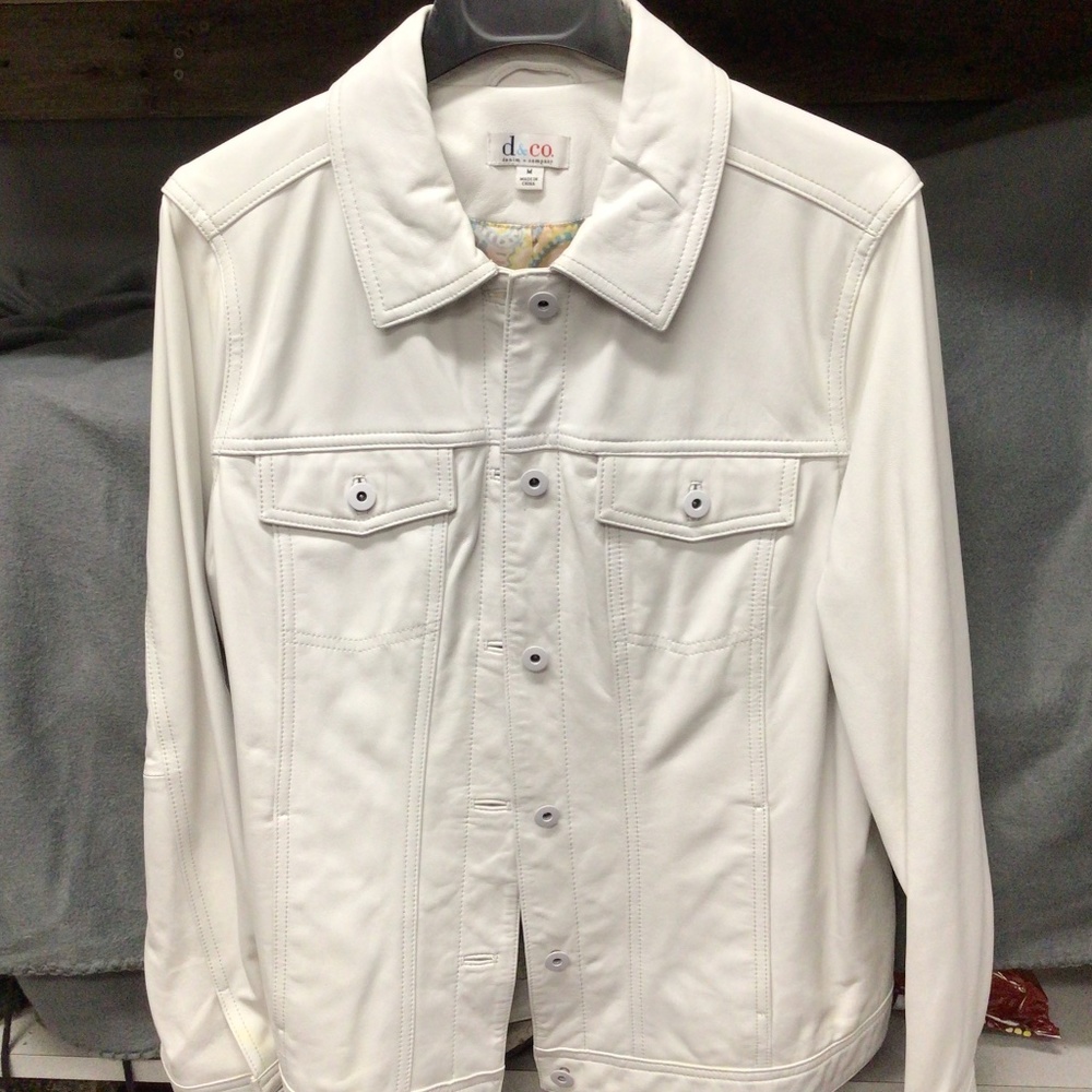 Denim and Company of white leather jacket.  Size Medium.